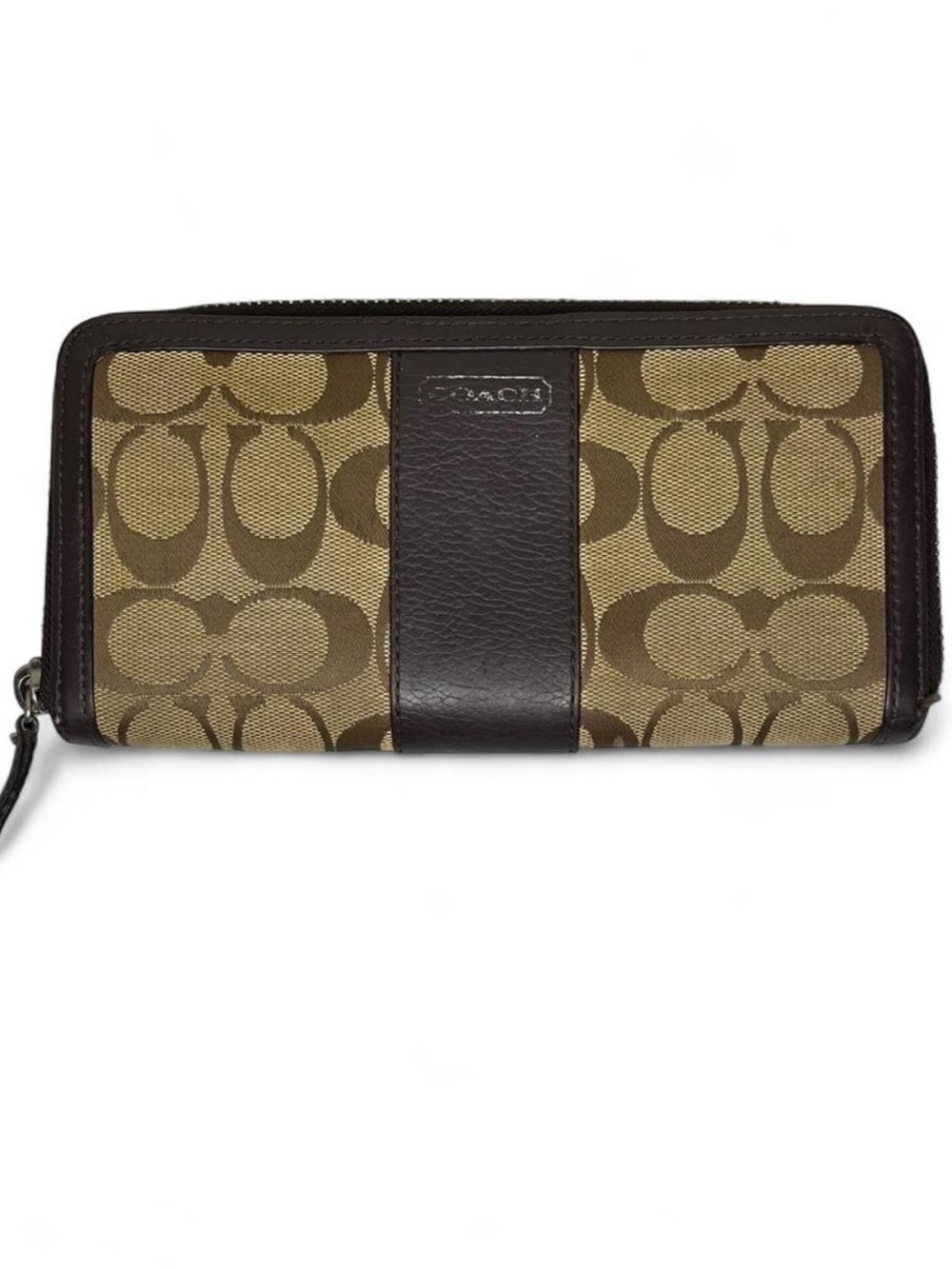Coach Signature Canvas Accordion Zip Around Wallet